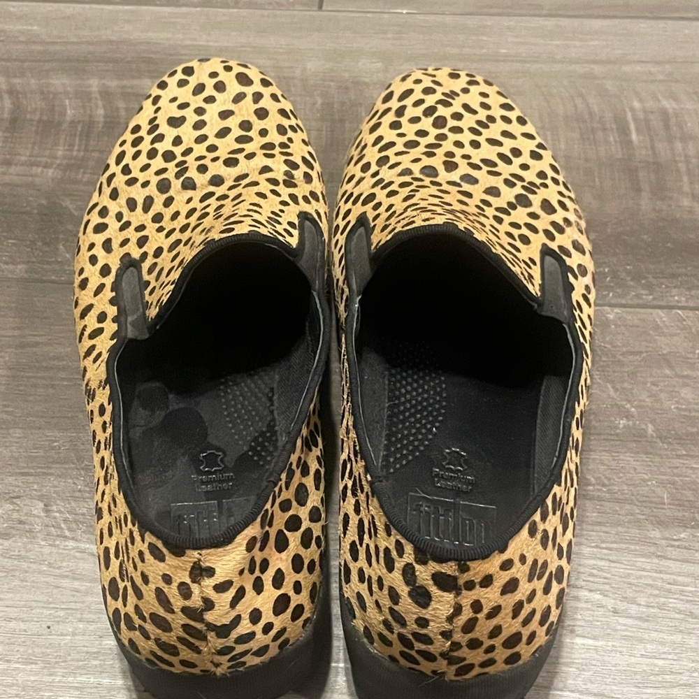 Fitflop Leather Leopard Print Slip-On Shoes Size Eur 42/9.5 US - Picture 5 of 9